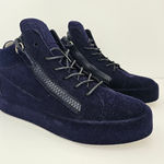 Giuseppe Zanotti  Birel Vague Nero Mid Rise Sneakers Blue Velvet Size 38 Photo 0