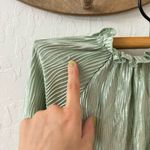 Blu Pepper  Light Green Ruffle Neck Crinkle Pleated Blouse M Photo 2