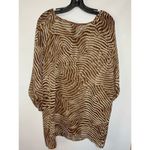 Multiples  Women's Brown Animal Print Pullover Tunic Blouse Top Plus Size 1X Photo 7