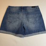 Nicole Miller  Womens Pinstripe Tribeca Rolled Cuff Mid Rise Denim Shorts Sz 16 # Photo 2