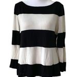 J.Crew Black and White Stripe Linen Blend Knit Top Size Small Photo 5
