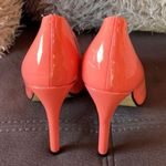 PINK KEY Shiny Coral Color Peep Toe Heels Size 7 Photo 1