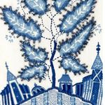 Maggy London NWT  Blue White Toile Print Beaded Dress Size 10 Asian Theme Photo 1