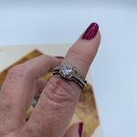 1.75 Ct Halo Round Cut Cz Black Stainless Steel Wedding Ring Size 8 Gold Photo 3