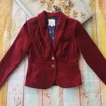 Modcloth Maroon Velvet Executive Blazer Photo 2