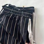 ZARA SIDE STRIPE DRAWSTRING WIDE LEG PANTS Dark Blue Cream Size Medium Photo 7