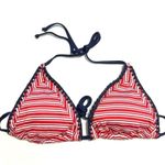 Mossimo Red White Blue Striped Shell Stitch Triangle Bikini Top NWOT L Size L Photo 1