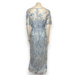 Adrianna Papell Light Blue Embroidered Mesh Illusion Floral Lace A-line Gown NWT Photo 7