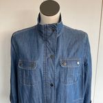 Liz Claiborne  Blue Jean Jacket Shirt Dress with Drawstring Photo 1
