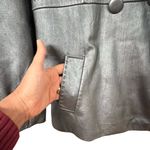 Chicos Womens Metallic Genuine Leather Jacket Size XL Silver Maximalist Mob Wife Photo 2