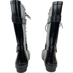 BCBGMAXAZRIA Women's Black Willis Lace Up Rubber Boots Leather Straps Size 6 Photo 2