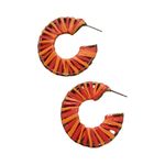 New Orange & Red Raffia Hoop Earrings Red Photo 1