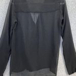 Brandy Melville Women's Button Down Blouse Long Sleeve Solid Black Sheer One Siz Photo 1