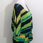 Tiana B Striped Mini Dress with Sash Size 10 Green and Navy Stripe Dress Photo 3