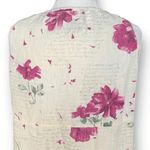 Vintage 90s Maxi Dress Cream Linen Purple Floral Script Print Sleeveless Lace Size undefined Photo 7