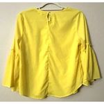 Roommates Womens Blouse M Yellow Bell Sleeve Crew Neck Casual Top Photo 3