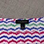 Talbots Tunic Top Colorful Whale Tail Wavy Print Tie Sleeve Popover Blouse Photo 8