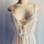 Aerie  Cotton‎ Spaghetti Strap Multi Colored Striped Midi Dress Large Photo 3