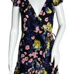 Kimchi Blue  Dress‎ Women Small Black Blue Multi Dark Floral Wrap Dress Ruffle Photo 0