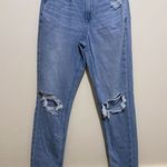 American Eagle AE Ripped Distressed Mom Jeans Blue Size 2 High Hi Rise Stretch Photo 0