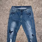 Size 8 Polite Jeans with Black Butterfly Patches | Y2K Alt E Photo 3
