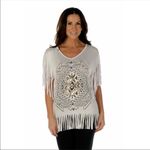 Liberty Wear Native Diamond Distressed Fringe Tunic 4X White Photo 1