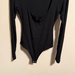 Good American  Stretch Jersey U Ring Bodysuit Long Sleeve Black- Size Medium (2) Photo 5