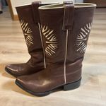 Mexicana Women Brown Leather Western Cowboy Boots White Stitching Pointed Toe 39 Size 8 Photo 9