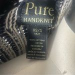 Pure Handknit Artisan‎ Stripe Cotton Cardigan Sweater | Small | Neutral Style Black Photo 9