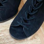 Coach Lena Lux Black Suede Lace Up Peep Toe Heeled Booties Size 6.5 Photo 9