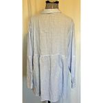 Tassels N Lace  Women Blue Striped Long Sleeve Blouse Floral Embroidered Size Med Photo 1