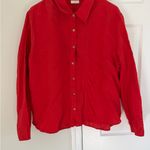 J. Jill Shirt Womens 1X 100% Linen Button Up Red Orange Long Sleeve FLAW Photo 2