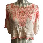 West 36TH Corp Peach Coral Wooden Bead Key Hole Back Crop Top Women Sz S Photo 0