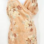 Forever 21 Forever‎ 21 Contemporary Floral Velvet Mini Wrap Dress Cami Strap Peach Size L Photo 1