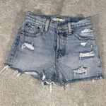 Levi's Premium Shorts Womens 24 Blue Denim Wedgie Short Big E Distressed 24x3 Photo 0