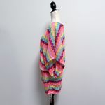 Luli Fama Cabana Chevron V Neck Kimono Short Sleeve Blouson Mini Coverup Dress Photo 4