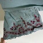 Free People Blue Adriana Woven Tee Embroidered Crop XS Boho Beach Photo 4