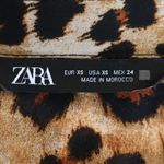 ZARA Leopard Print Ruffle Blouse Top Womens Office Siren Career Button Size XS Photo 4