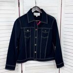 Vntg St. John Sport Contrast Stitch Button Front Denim Jacket Black Pink Small Photo 5