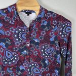 Talbots  Nylon Spandex Popover Dress Womens Large Maroon Blue Floral Paisley Photo 1