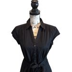 Banana Republic  Shirt Dress Tie Belt Black Size 12 Tall Stretch Pockets Photo 2