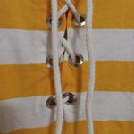 Chico's 1 M Rugby Striped Long Sleeved Lace Up Top in Yellow White Photo 1