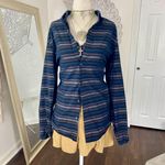 Perry Ellis  Early 2000's Navy Blue Striped Soft Grunge Button Up Blouse M Photo 1
