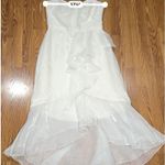 Marchesa Notte High Low Tea Length Gown in a metallic Ivory size 10 /M Photo 4