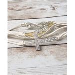 Off White Bracelet with Angel Wings, Cross and Clear Gems Photo 1