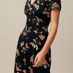 Rihoas Black V Neck Floral Button Up Mini Dress Size M Photo 4