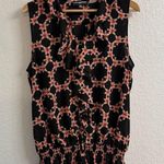 Karl Lagerfeld  Black Floral Ruffled Sleeveless Blouse Size Large Photo 0