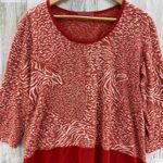 Fresh Produce Blouse Top Womens Medium Orange White Animal Print Cotton Photo 2