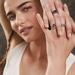Free People Just What I Needed Ring Set in Silver / Black Onyx NWT Missing 2 Photo 0