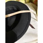 Black Wool Fedora Hat Brown Suede Band Bow Accent Photo 4